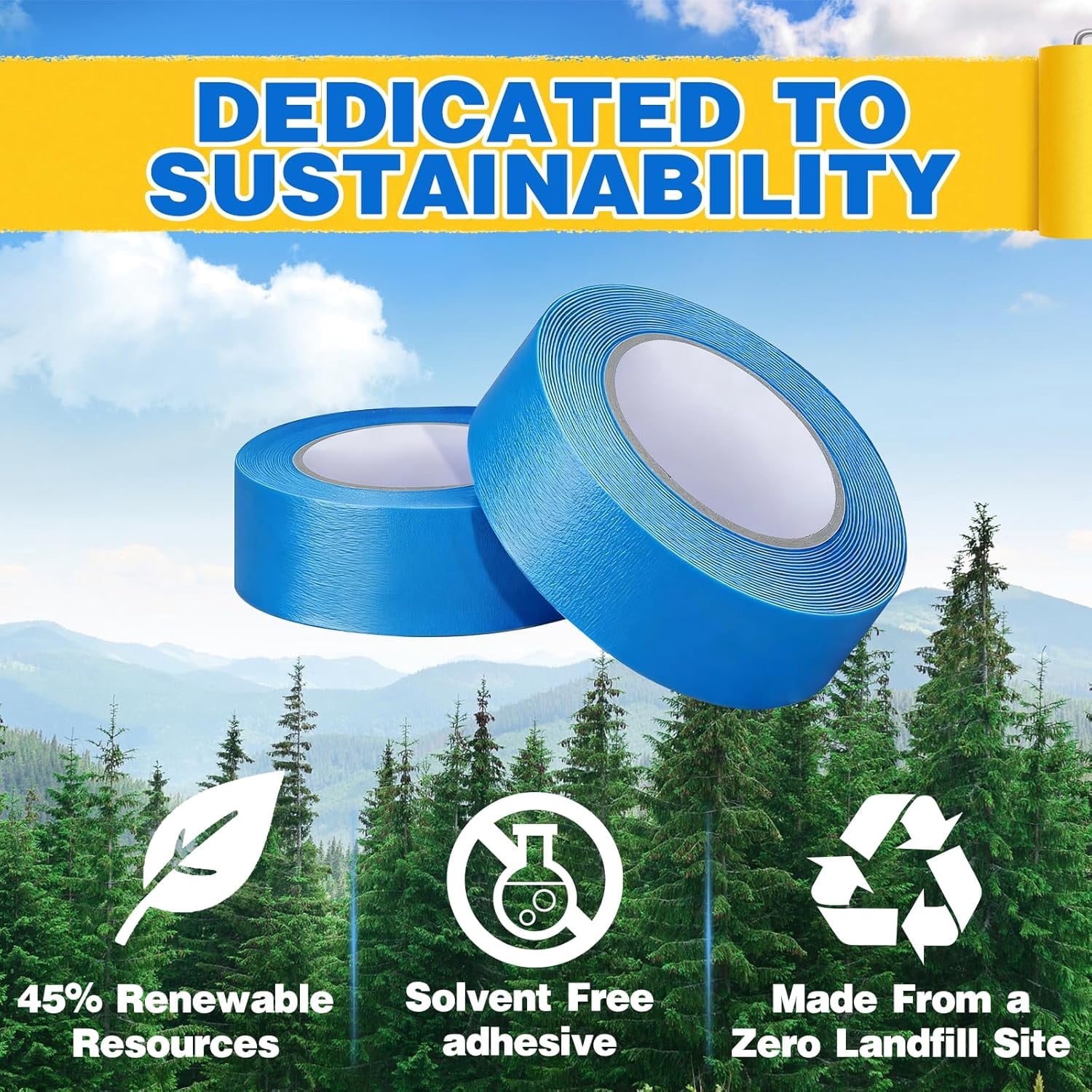 Bulk 24-Roll 2 Inch Painters Tape, 248 ℉   High-Temp Masking Tape, 1320 Yards Wide UV-Resistant Sharp Lines, Multi-Purpose No Residue Easy Removal for Walls and Car Supplies