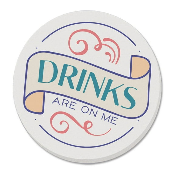 Thirstystone "Drinks On Me" Single Round Absorbent Coaster