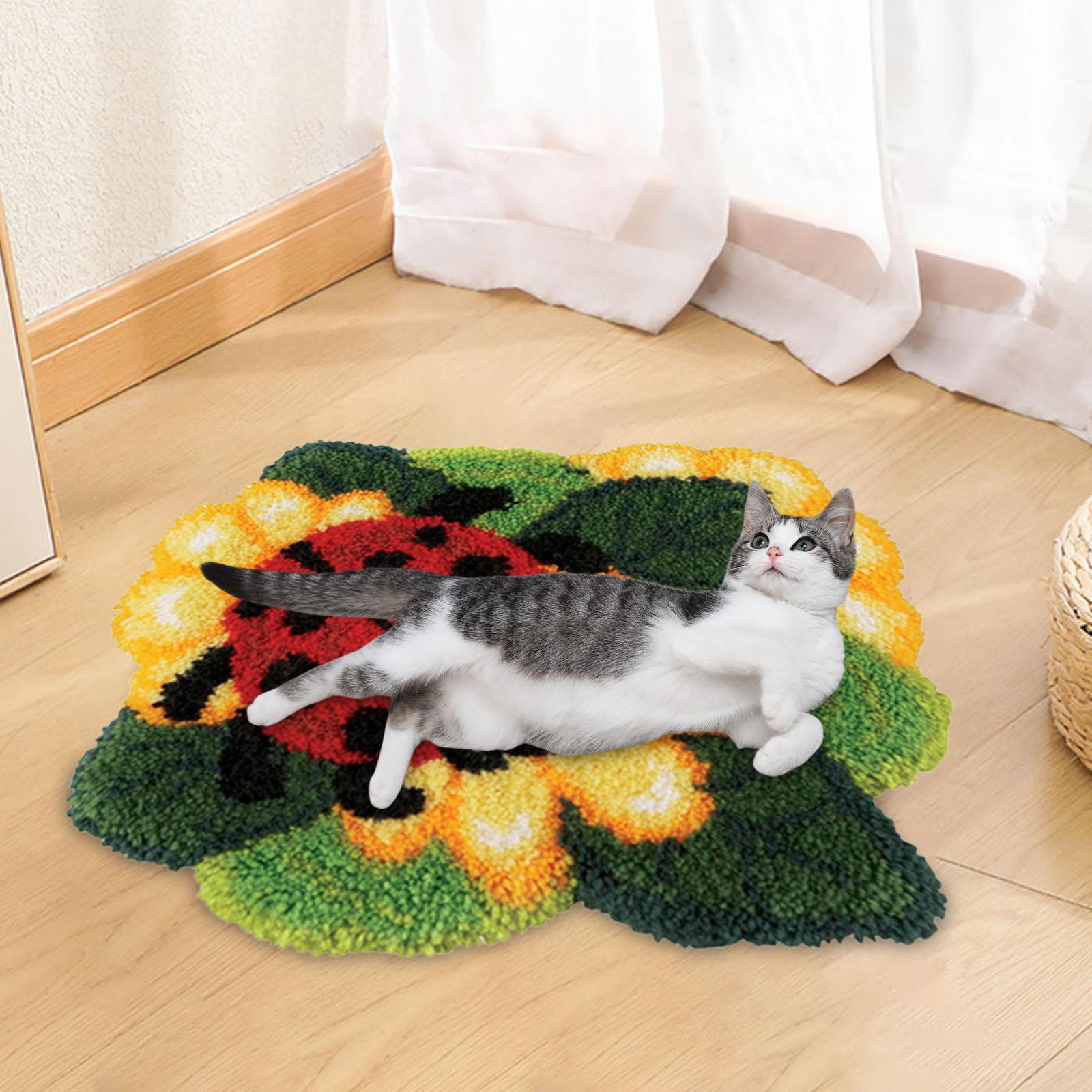 Tappeto Creativo ROCKY&CHAO Kit Tappeto Uncinetto 43x43cm - Latch Hook DIY Per Principianti Tappeto Handmade Per Divano