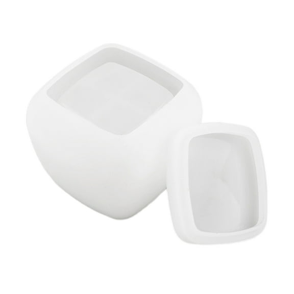 WINDLAND Sqaure Resin Jar Silicone Molds Cubic Candle Holder Molds for Epoxy Resin