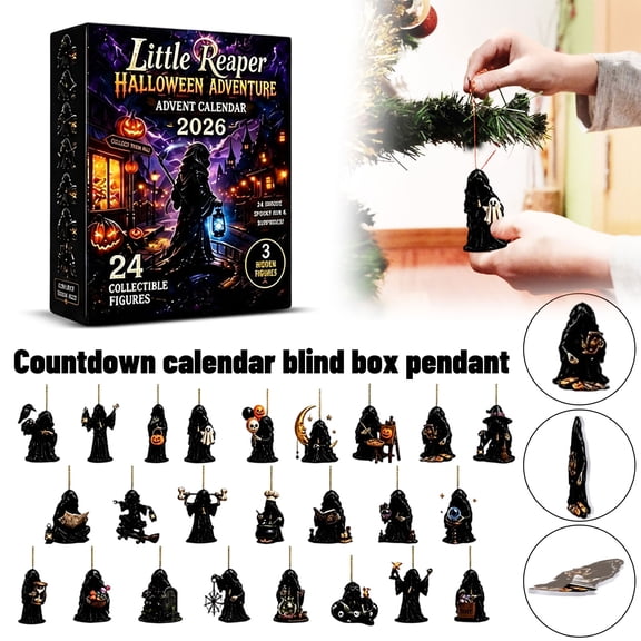 2026 Hanging Ornament Themed Halloween Advent Calendar with 24 Day Countdown 2D Flat Acrylic Ornaments Acrylic Flat Tree Ornaments - Spooky Holiday Party Decor for Holiday Tree Decorators