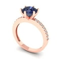 thumbnail image 2 of Solitaire with Accents Engagement Ring for Women - 1.71ct Simulated Blue Sapphire in 14K Rose Gold Promise Ring, 2 of 6