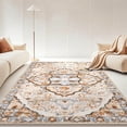thumbnail image 5 of MeyJey 8'x10' Boho Area Rug for Living Room, Non-Slip Machine Washable Vintage Oriental Distressed Floor Carpet for Bedroom Dining Kitchen Hallway Nursery, Cream/Orange, 5 of 12