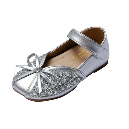 

OVINYER Kids Baby Girls Pearl Bling Bowknot Single Princess Shoes Sandals Toddler Casual Cute Prewalker Footwear Baby Daily First Walkers