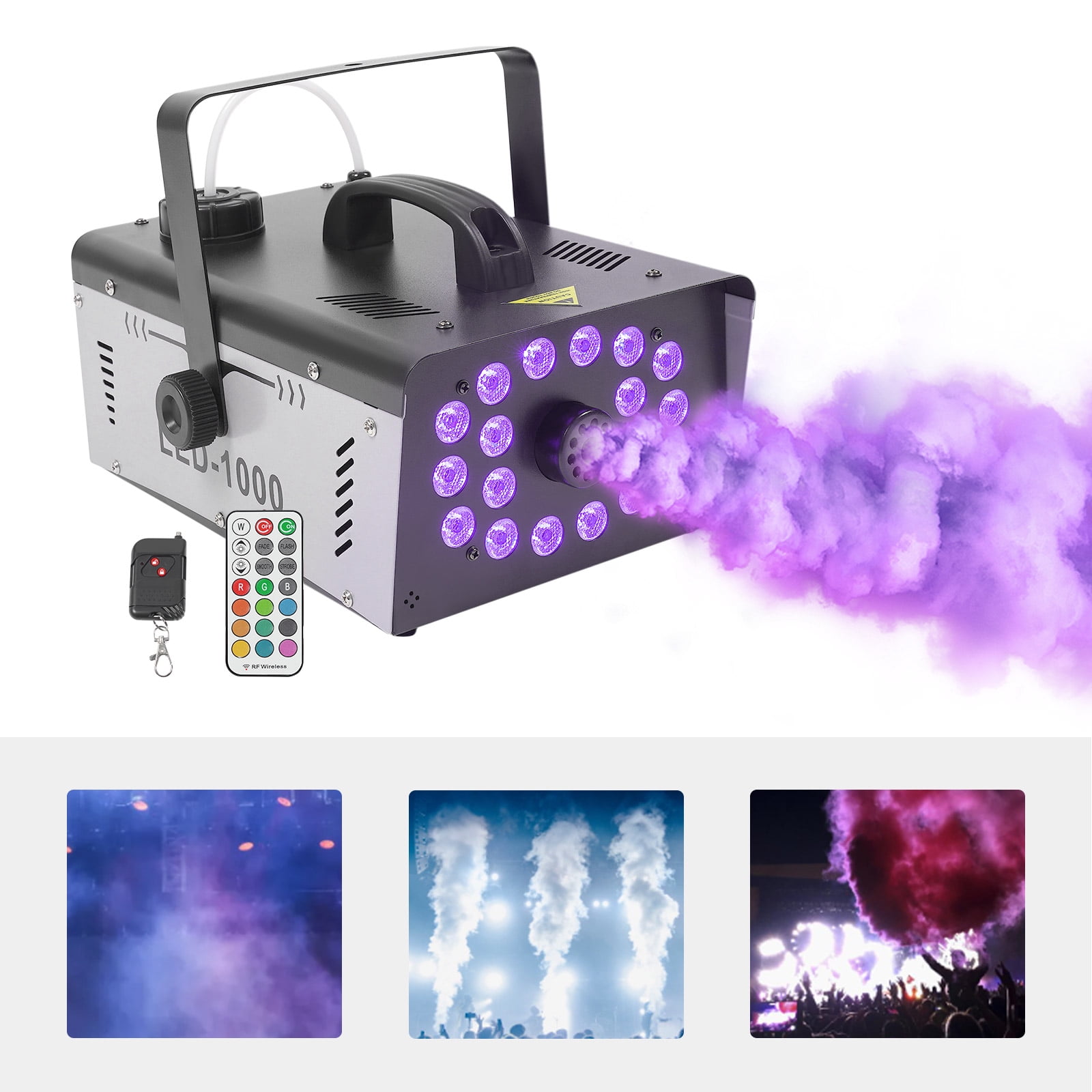 1 PCS Black 1000W Smoke Machine, LED Fog Machine, Party Smoke Machine, Tank Capacity: 1L/0.26gal, Product Size: 32*20*13cm/12.59*7.87*5.11inch