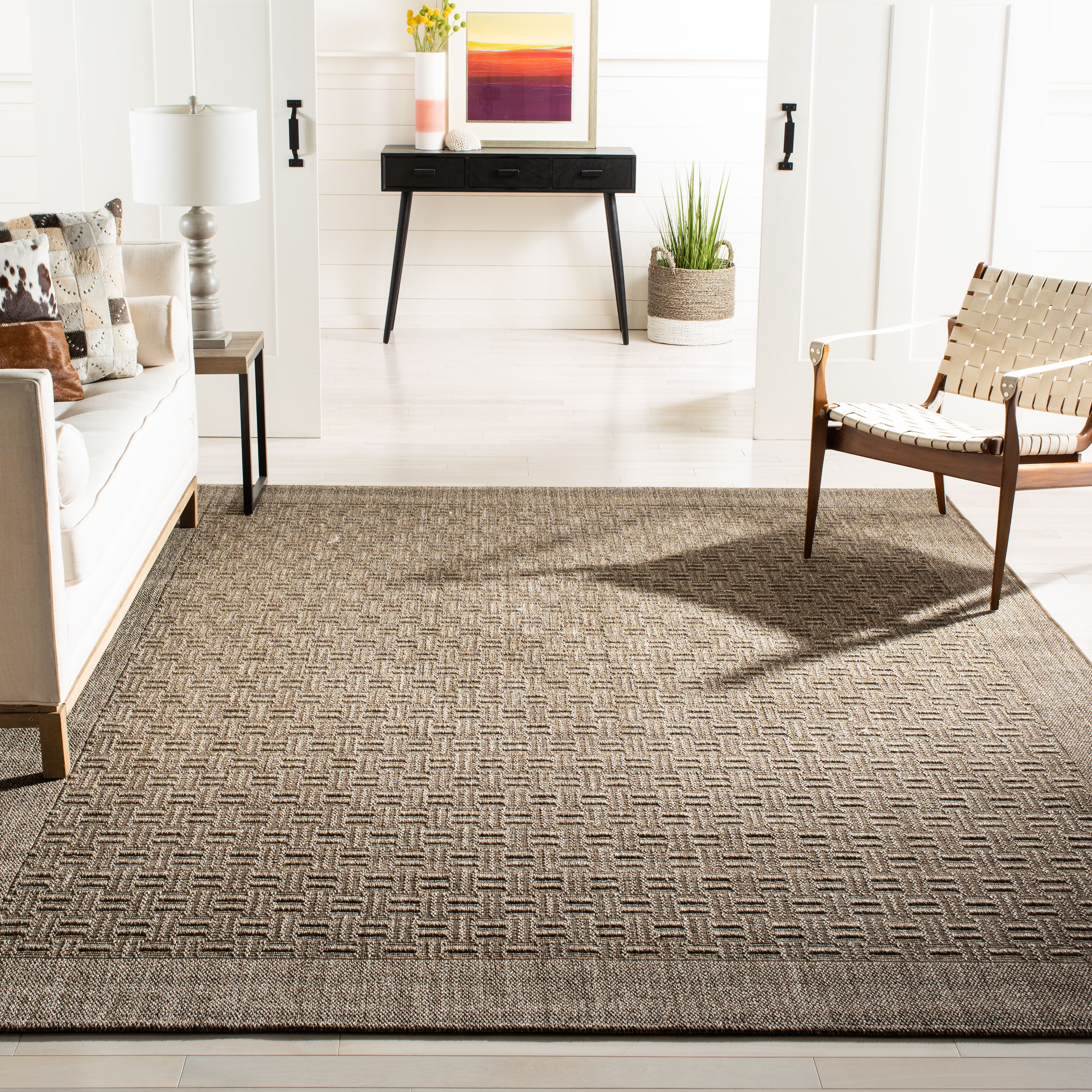 SAFAVIEH Palm Beach Kenyon Geometric Area Rug, Silver, 4' x 6'