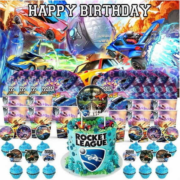 Rocket League Decor Backdrop Plates Birthday Cups Party Supplies Fans Decorations Banner