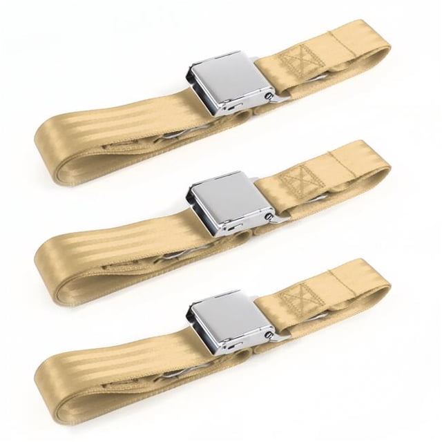Ford 1941-1948 Airplane 2 Point Tan Lap Bench Seat Belt Kit - 3 Belts