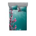 thumbnail image 2 of Ambesonne Floral Fitted Sheet & Pillow Sham Set, Sunny Sky Exotic Summer, Twin, Teal Hot Pink, 2 of 3