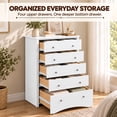 thumbnail image 6 of Homall 5 Drawer Chest for Bedroom, Modern Tall Dresser with Smooth-Gliding Drawers, White, 6 of 7
