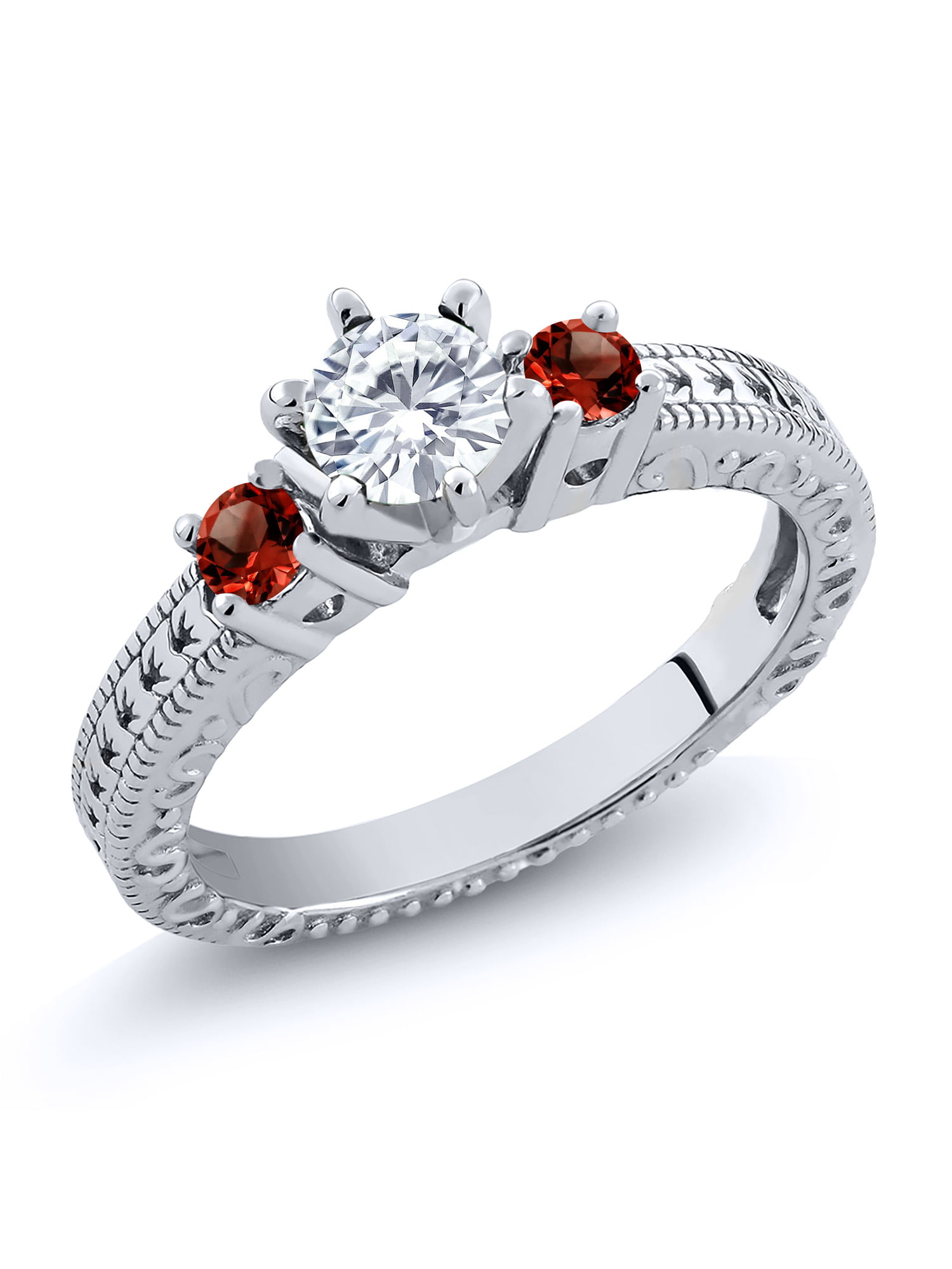 925 Sterling Silver Rose Garnet 5 Stone Ring Gift Jewelry for Women Cttw 2.7 