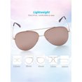 thumbnail image 4 of Aviator Sunglasses for Women, Flat Brown Grey Tinted Mirrored 58mm Shatterproof Lens, Gold Metal Frame, UV400 Protection,Case Included,Spring Loaded Hinges, 4 of 9