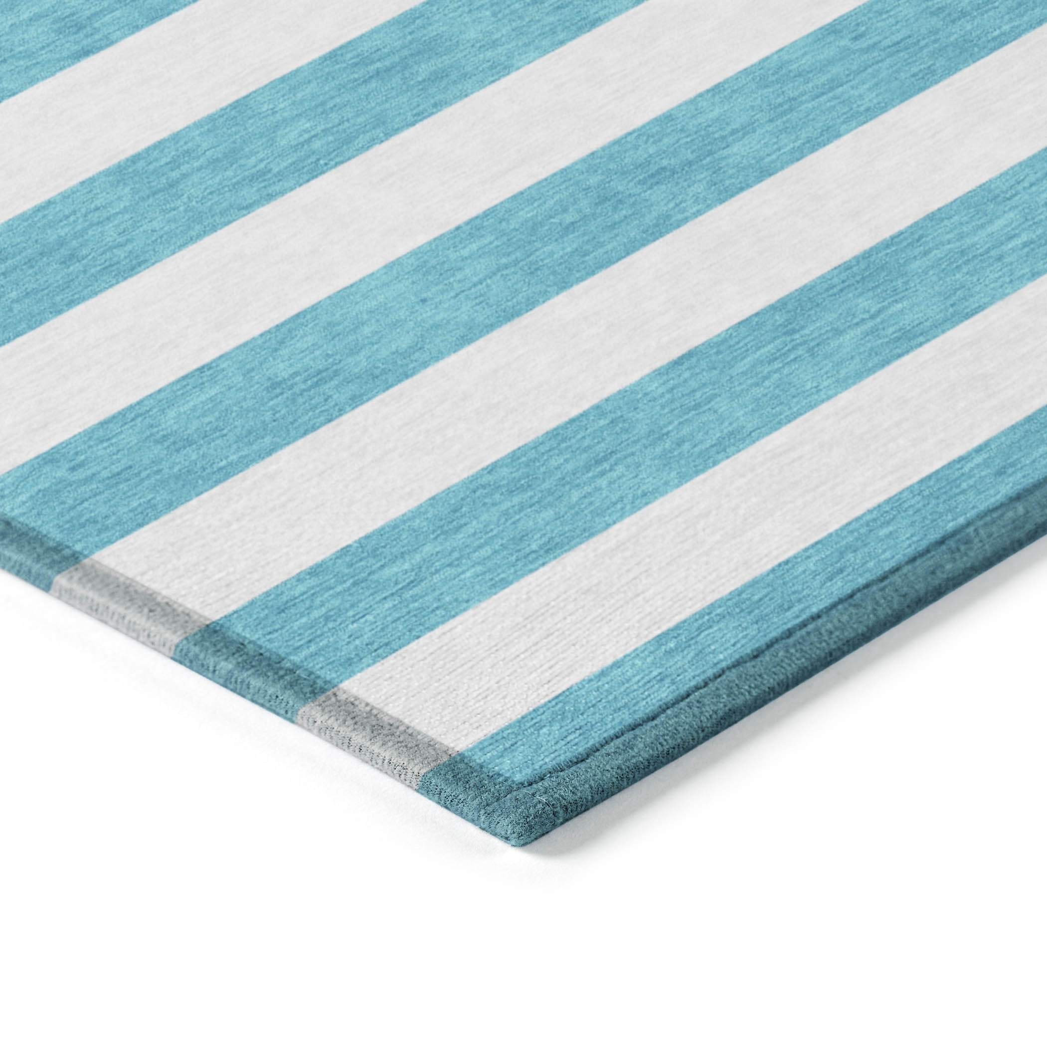 Addison Rugs Chantille Indoor/Outdoor Transitional Stripes Teal Washable Rectangle Rug, 1'8" x 2'6"
