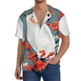 thumbnail image 3 of Fotbe Cockatoo Red Berries print Short Sleeve Button Down Shirts for Men Casual Summer Beach Wrinkle Free Shirt-X-Large, 3 of 7