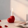 thumbnail image 4 of Red Heart-Shaped Ceramic Candle Holder - 3.15x2.76in Home Decor for Valentine's Day/Anniversary, Elegant Tabletop Candle Holder (1PC), 4 of 6