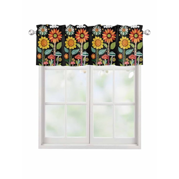 Valances for Windows Spring Boho Rod Pocket Cafe Window Treatments Valance Curtains for Kitchen Bathroom Laundry Basement Windows 42"x18"