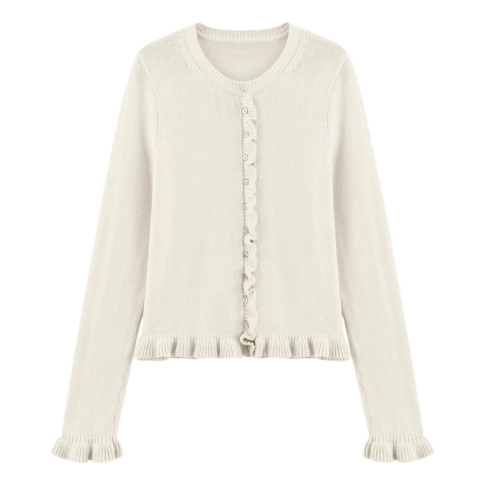 PMVFHDE Women's Autumn Winter Fashion Layered Detail Knit Ruffle