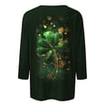 thumbnail image 4 of FAVIPT St Patrick's Day Shirt Women 3/4 Sleeve Irish Shamrock Theme Pattern St Patty's Day Crewneck Graphic Tees Tops 2025 Green,XL, 4 of 5