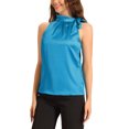 thumbnail image 4 of INSPIRE CHIC Women's Satin Tank Tops Sleeveless Bow Tie Neck Solid Work Blouses M Lake Blue, 4 of 6