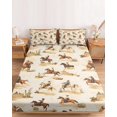 thumbnail image 2 of Twin Sze Fitted Sheet Set - Western Cowboy 2 Piece Bedding Sets 16" Deep Pocket Fitted Sheet with 1 Pillowcase, Vintage Country Horse Plants Art Brushed Microfiber Hotel Luxury Bed Sheets, 2 of 9