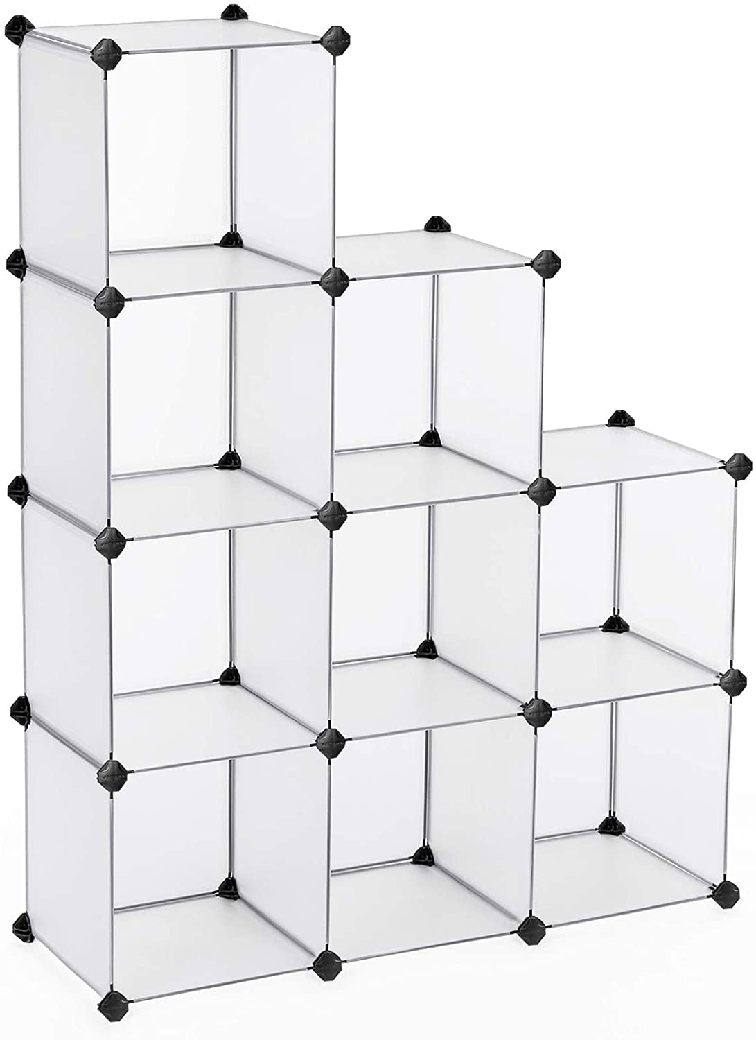 9-Cube Storage Organizer, DIY Closet Cabinet Modular Shelving Bookshelf, White ULPC115S White 9-Cube