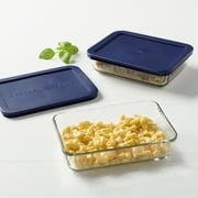 Anchor Hocking Glass Food Storage Containers with Lids, 3 Cup Rectangular, Set of 2