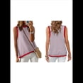 thumbnail image 3 of Camiseta Sin Mangas de Cuello Alto con Bloques de Color y Rayas Informales para Mujer, de Verano 2025, de Punto Holgado, de Corte Alto y Sin Mangas Rosa L, 3 of 6