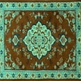 thumbnail image 1 of Ahgly Company Machine Washable Indoor Square Persian Turquoise Blue Traditional Area Rugs, 4' Square, 1 of 4