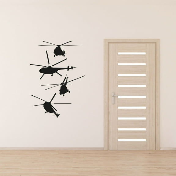 Different Helicopter Silhouettes Helicopter Take Off Silhouette Helicopter Vinyl Wall Art Sticker Decal Home Kids Room Study Room Boys Girls Room Wall Décoration Design Wall Décor Size (40x24 inch)