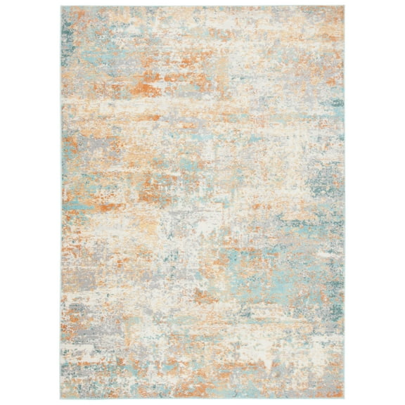SAFAVIEH Aria Brian Abstract Area Rug, Ivory/Aqua, 3' x 5'