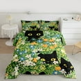 thumbnail image 2 of Manfei Cute Cat Bedding Comforter Set,Rustic Flower Floral Twin Comforter Sets,Black Green White Bedding Set For Girls Kids,Ultra Soft Home Decor Reversible,2pcs, 2 of 8