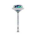 thumbnail image 4 of SuperJeweler 5 1/2 Carat Cushion Cut Mystic Topaz and Halo Diamond Ring In Sterling Silver For Women, 4 of 6