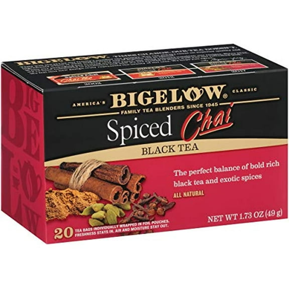 Bigelow Spiced Chai Black Tea Bags, 20 Count Box (Pack Of 6), Caffeinated Black Tea, 120 Tea Bags Total