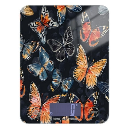 

Kitchen Electronic Scale Food Scale 7.68x5.71 inch Multifunctional Digital Kitchen Scale Tempered Glass Decorative Baking Cooking Meal Preparation Polychromatic Butterfly