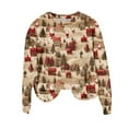 thumbnail image 5 of IROINNID Long Sleeve T Shirt for Women Funny Christmas Crewneck Shirts Long Sleeve Oversized Printed Pullover Tops,Beige, 5 of 5