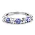 thumbnail image 2 of Gem Stone King 925 Sterling Silver Round E-F Lab Grown Diamond Blue Tanzanite Anniversary Ring for Women (1.22 Cttw, Gemstone Birthstone, Size 9), 2 of 4