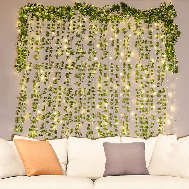 Guirnalda de hiedra artificial de 6,6 pies con hojas falsas, decoración Guirnalda de hiedra artificial de 6,6 pies con hojas falsas, decoración
