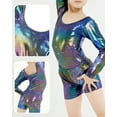 thumbnail image 4 of 3 Pcs Set Girls Long Sleeve Leotard Criss Cross Dance Dress Ballet Outfits for Gymnastics, 4 of 7