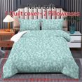 thumbnail image 5 of ZIATUBLES 3 Pcs King Size Polyester Duvet Cover Set, Teal Scroll Floral Print, Soft Washable Bedding with Zipper Closure, All-Season Bedroom Bed Linens,1 Duvet Cover and 2 Pillowcases, 5 of 8
