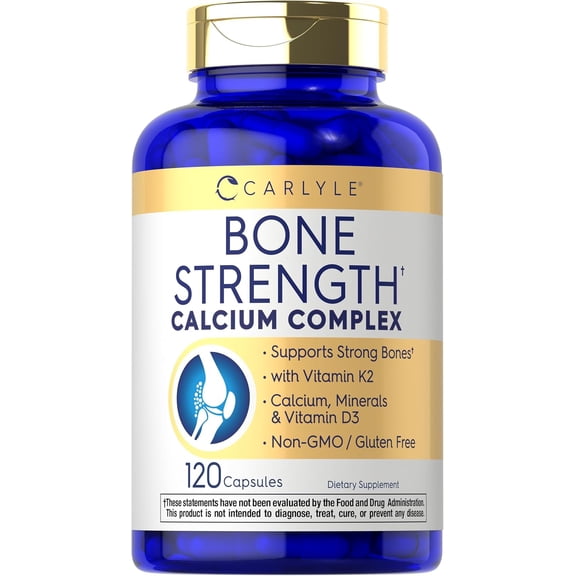 Bone Strength Supplement | 120 Capsules |  Calcium Complex Vitamin | For Men and Women | by Carlyle