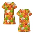 thumbnail image 3 of Bixox Cartoon Pumpkins Pattern Women's Nightgown, Soft & Breathable Sleepwear, Round Neck Knee-Length Pajama Dress,Loungewear for Home & Sleep, 3 of 7