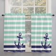thumbnail image 2 of Anchor Gray Kitchen Curtain 39 Inch Length Small Short Cafe Tiers Curtains Drape, Modern Navy Blue White Striped Nautical Window Treatment Rod Pocket Drapery Panels Curtains, 27.5x39, 2 of 5