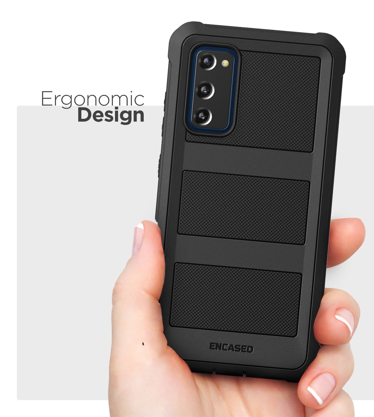 Encased Designed for Samsung Galaxy S20 FE Belt Clip Case (Falcon) Full Body Protective Phone Case with Holster (Black)