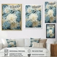 thumbnail image 4 of Designart "Minimalist Painting Of Blooming Mums In Blue And White III" Mums Floater Framed Wall Art Living Room, 4 of 5