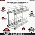 thumbnail image 3 of Rev-A-Shelf 5WB2-0922CR-1 9x22in 2-Tier Wire Pull Out Cabinet Drawer Basket, 3 of 12