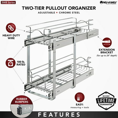 Rev-A-Shelf - Two-Tier Kitchen Storage Wire Basket - Chrome