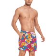 thumbnail image 4 of FORMRS Mens Swim Trunks Mesh Liner Quick Dry Casual Beach Board Shorts with Pockets, Sizes S-2XL, Red Whimsical Floral, 4 of 9
