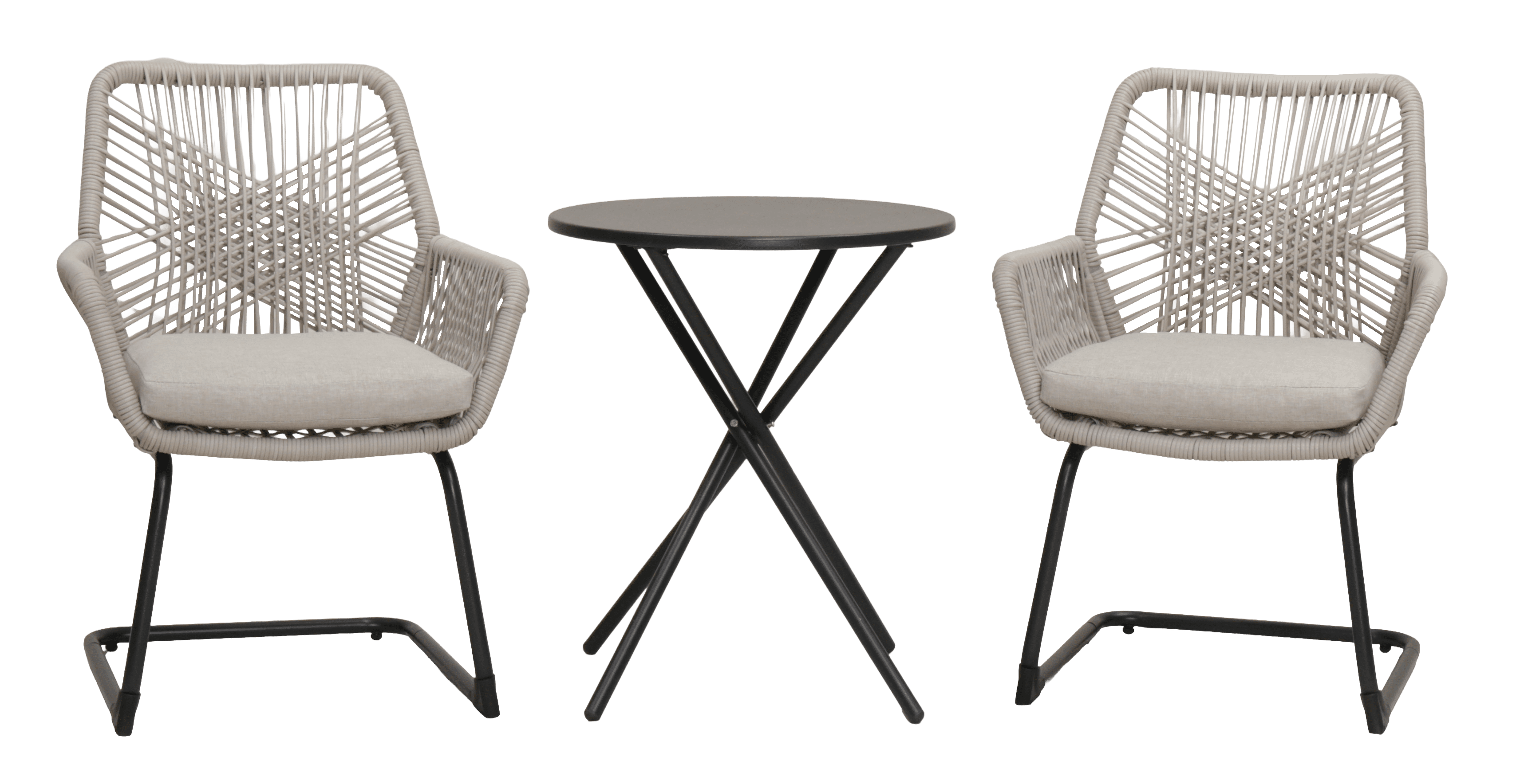 Outdoor Rattan Armchair, 2 Pack Cushioned Leisure Chair for Garden Balcony Patio, Grey