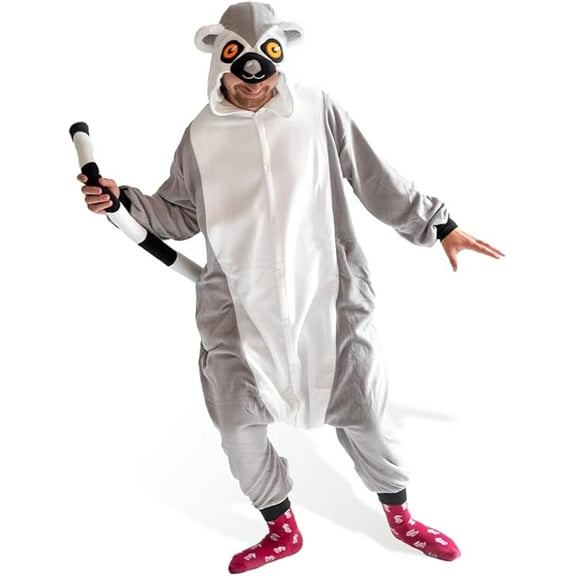 Ring - Tailed Lemur Kigurumi Unisex Adult Onesie Pajamas Animal One Piece Costume Cosplay Sleepwear