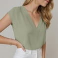thumbnail image 4 of GEWSEY Women Tops Cap Sleeve Textured Dressy Casual V Neck Shirts 2025 Summer Business Work Blouses Outfits (Light Green, L), 4 of 8